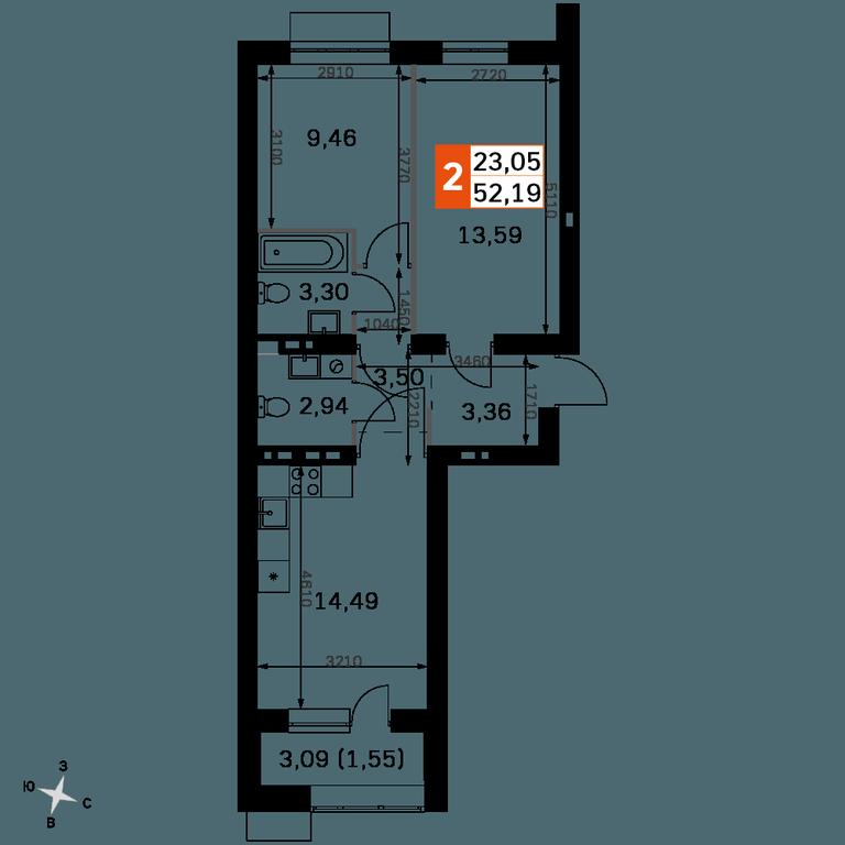 2-BD Apartment Sale, 52.19 sq. m. at Zhavoronki Club, zhiloy kompleks Akkord Smart-kvartal, Mitkino Village, Odintsovskiy City District, Moscow Region, Russia #2 2-BD Apartment Sale, 52.19 sq. m. at Zhavoronki Club, zhiloy kompleks Akkord Smart-kvartal, Mitkino Village, Odintsovskiy City District, Moscow Region, Russia #2