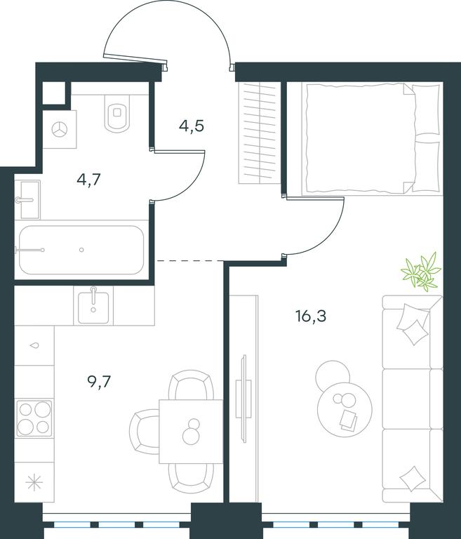 Apartment Sale, 35.2平方米 at Level Yzhnoportovaya, Yuzhnoportovaya Street, 28Ас17, Moscow, Russia #1
