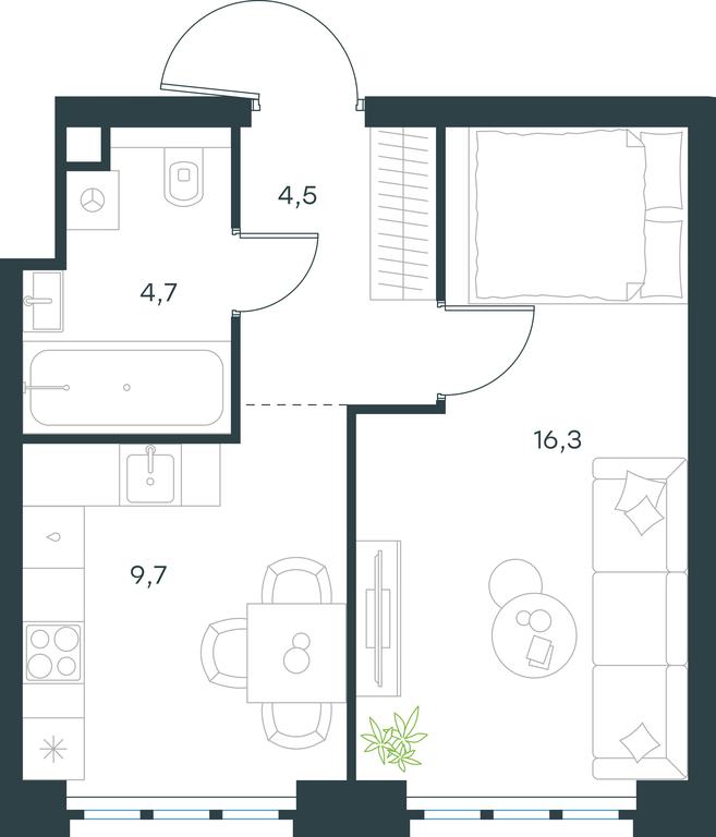 Apartment Sale, 35.2 sq. m. at Level Yzhnoportovaya, Yuzhnoportovaya Street, 28Ас17, Moscow, Russia #1