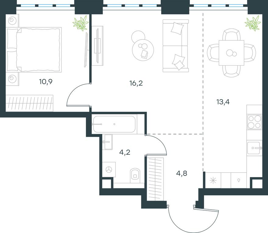 1-BD Apartment Sale, 49.6 sq. m. at Level Yzhnoportovaya, Yuzhnoportovaya Street, 28Ас17, Moscow, Russia #1