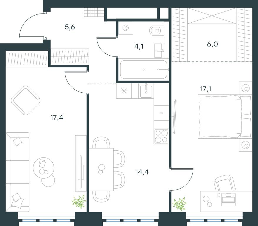 1-BD Apartment Sale, 64.6 sq. m. at Level Yzhnoportovaya, Yuzhnoportovaya Street, 28Ас17, Moscow, Russia #1 1-BD Apartment Sale, 64.6 sq. m. at Level Yzhnoportovaya, Yuzhnoportovaya Street, 28Ас17, Moscow, Russia #1