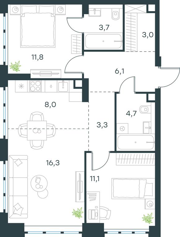 2-BD Apartment Sale, 68 sq. m. at Level Yzhnoportovaya, Yuzhnoportovaya Street, 28Ас17, Moscow, Russia #1 2-BD Apartment Sale, 68 sq. m. at Level Yzhnoportovaya, Yuzhnoportovaya Street, 28Ас17, Moscow, Russia #1