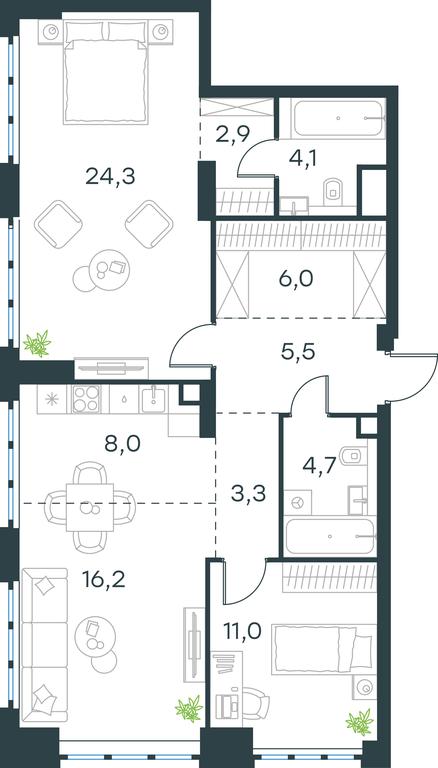 2-BD Apartment Sale, 86 sq. m. at Level Yzhnoportovaya, Yuzhnoportovaya Street, 28Ас17, Moscow, Russia #1