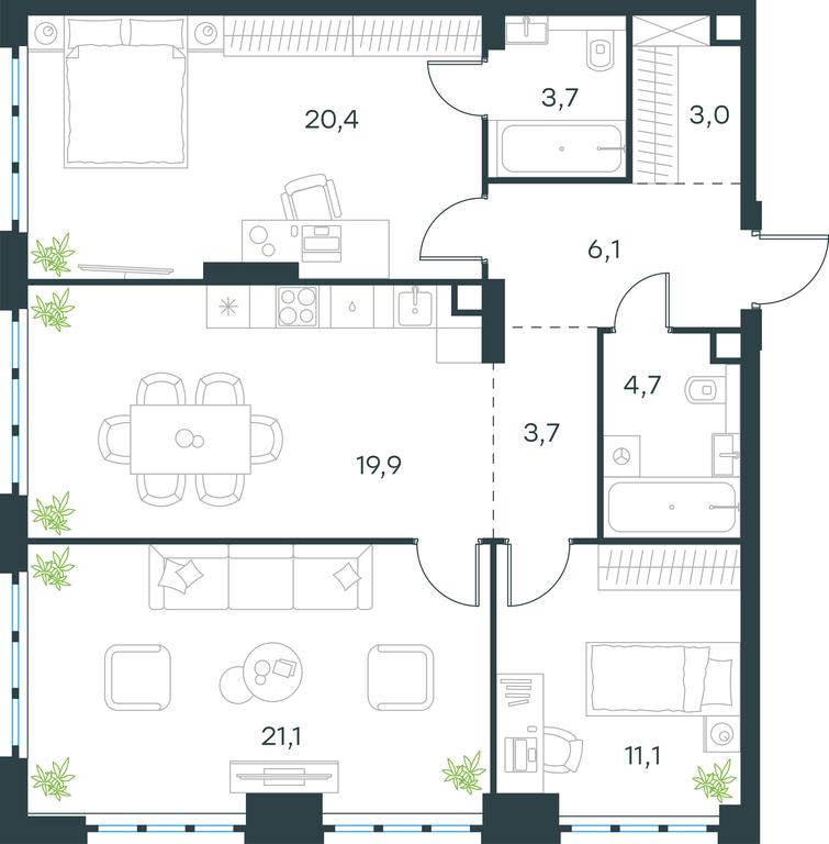 2-BD Apartment Sale, 93.7 sq. m. at Level Yzhnoportovaya, Yuzhnoportovaya Street, 28Ас17, Moscow, Russia #1 2-BD Apartment Sale, 93.7 sq. m. at Level Yzhnoportovaya, Yuzhnoportovaya Street, 28Ас17, Moscow, Russia #1