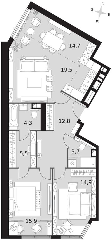 3-BD Apartment Sale, 91.3平方米 at Arkhitektor, Akademika Volgina Street, 2Д, Moscow, Russia #1 3-BD Apartment Sale, 91.3平方米 at Arkhitektor, Akademika Volgina Street, 2Д, Moscow, Russia #1