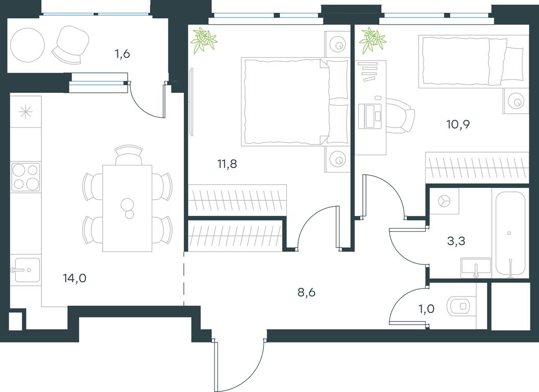 1-BD Apartment Sale, 51.2平方米 at Gorod V lesu, Gorod V Lesu Residential Complex, Village of Otradnoye, Krasnogorsk Urban District, Moscow Region, Russia #1