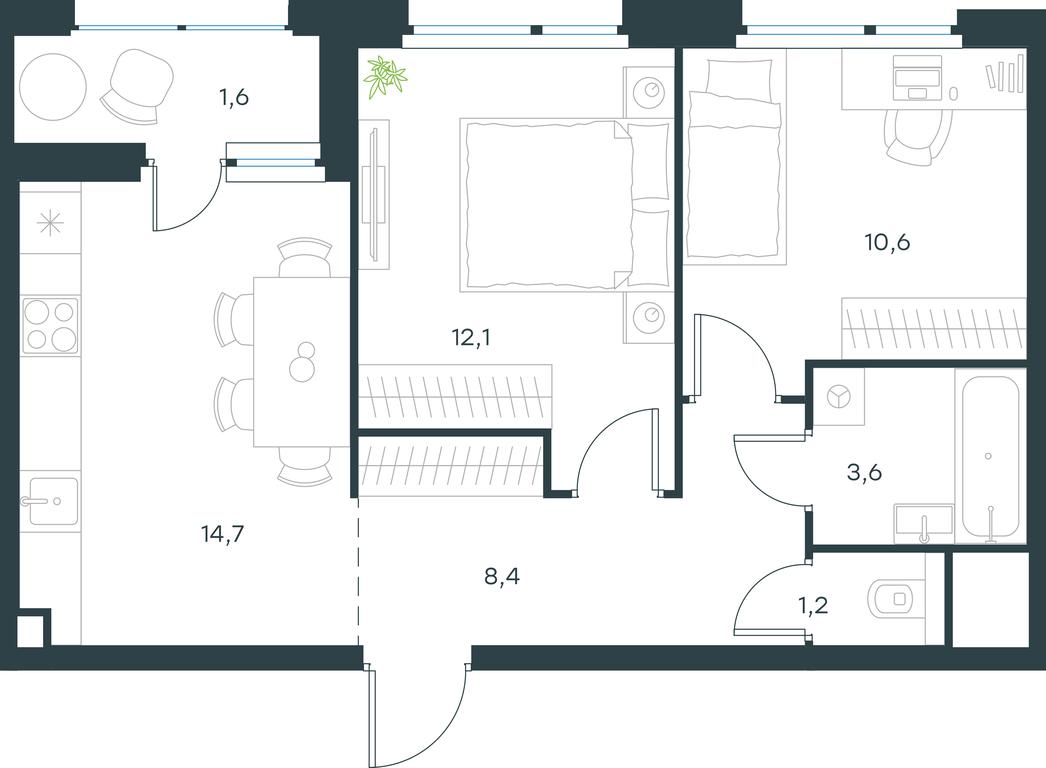 1-BD Apartment Sale, 52.2平方米 at Gorod V lesu, Gorod V Lesu Residential Complex, Village of Otradnoye, Krasnogorsk Urban District, Moscow Region, Russia #1