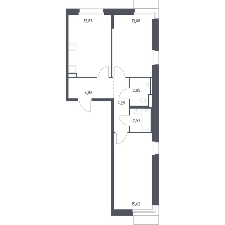 1-BD Apartment Sale, 57.16平方米 at Kvartal Marino, kvartal № 175, 1с1, Filimonkovskoye Municipal Formation, Moscow, Russia #1 1-BD Apartment Sale, 57.16平方米 at Kvartal Marino, kvartal № 175, 1с1, Filimonkovskoye Municipal Formation, Moscow, Russia #1