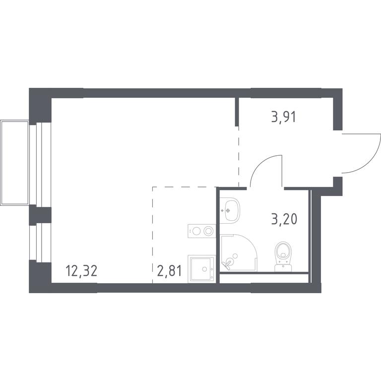 Apartment Sale, 22.24平方米 at Kvartal Marino, kvartal № 175, 1с1, Filimonkovskoye Municipal Formation, Moscow, Russia #1