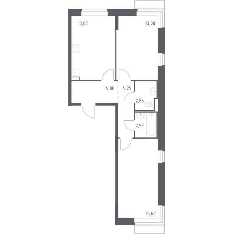 1-BD Apartment Sale, 57.16 sq. m. at Kvartal Marino, kvartal № 175, 1с1, Filimonkovskoye Municipal Formation, Moscow, Russia #1 1-BD Apartment Sale, 57.16 sq. m. at Kvartal Marino, kvartal № 175, 1с1, Filimonkovskoye Municipal Formation, Moscow, Russia #1