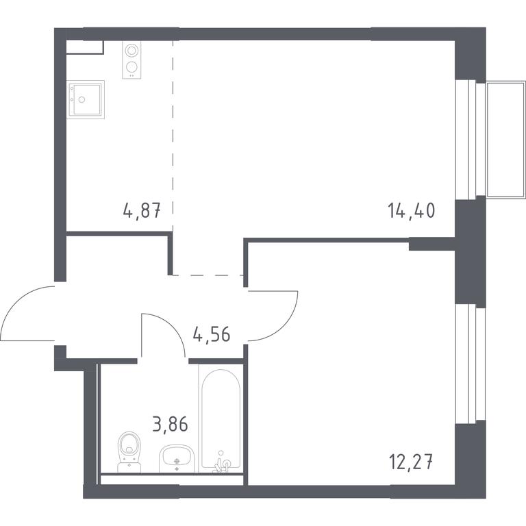 Apartment Sale, 39.96平方米 at Kvartal Marino, kvartal № 175, 1с1, Filimonkovskoye Municipal Formation, Moscow, Russia #1