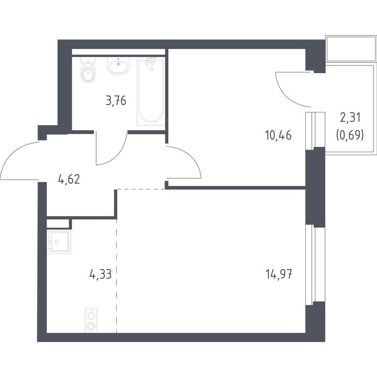 Apartment Sale, 38.83平方米 at Kvartal Marino, kvartal № 175, 1с1, Filimonkovskoye Municipal Formation, Moscow, Russia #1 Apartment Sale, 38.83平方米 at Kvartal Marino, kvartal № 175, 1с1, Filimonkovskoye Municipal Formation, Moscow, Russia #1