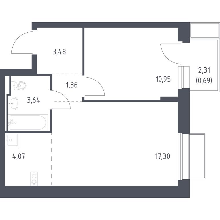 Apartment Sale, 41.49平方米 at Kvartal Marino, kvartal № 175, 1с1, Filimonkovskoye Municipal Formation, Moscow, Russia #1 Apartment Sale, 41.49平方米 at Kvartal Marino, kvartal № 175, 1с1, Filimonkovskoye Municipal Formation, Moscow, Russia #1