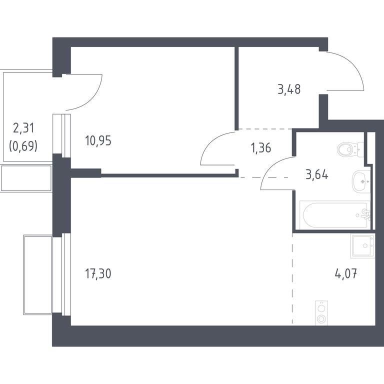 Apartment Sale, 41.49 sq. m. at Kvartal Marino, kvartal № 175, 1с1, Filimonkovskoye Municipal Formation, Moscow, Russia #1 Apartment Sale, 41.49 sq. m. at Kvartal Marino, kvartal № 175, 1с1, Filimonkovskoye Municipal Formation, Moscow, Russia #1