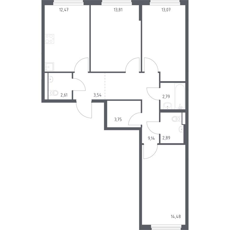 2-BD Apartment Sale, 78.55 sq. m. at Novoe Vnukovo, kvartal № 38, Kokoshkino Settlement, Moscow, Russia #1 2-BD Apartment Sale, 78.55 sq. m. at Novoe Vnukovo, kvartal № 38, Kokoshkino Settlement, Moscow, Russia #1