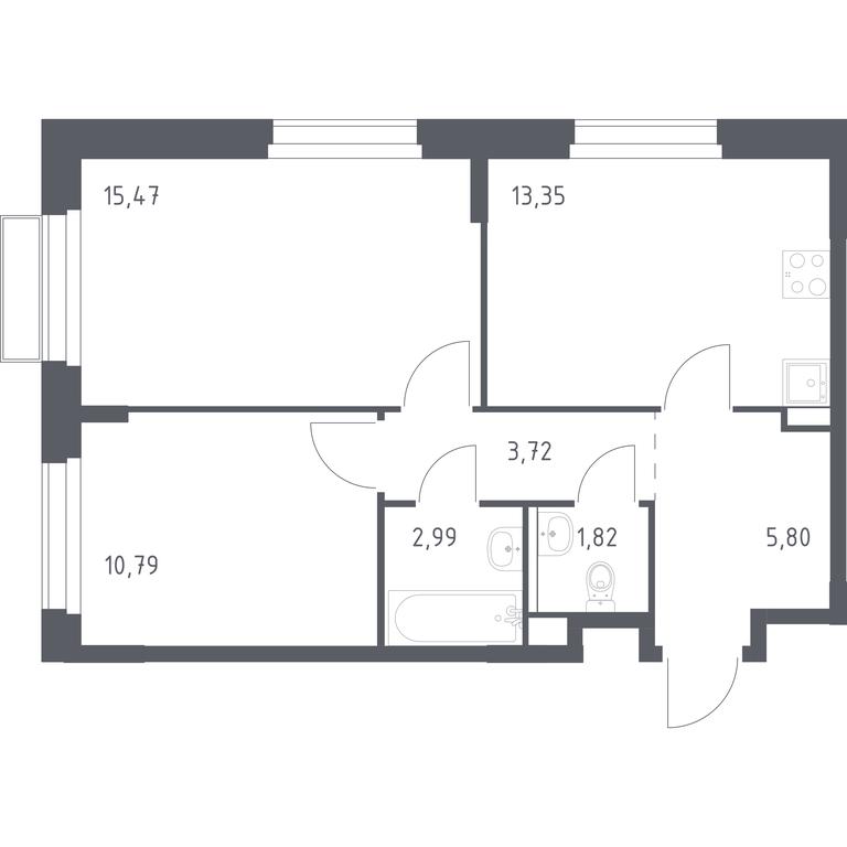1-BD Apartment Sale, 53.94 sq. m. at Novoe Vnukovo, kvartal № 38, Kokoshkino Settlement, Moscow, Russia #1 1-BD Apartment Sale, 53.94 sq. m. at Novoe Vnukovo, kvartal № 38, Kokoshkino Settlement, Moscow, Russia #1