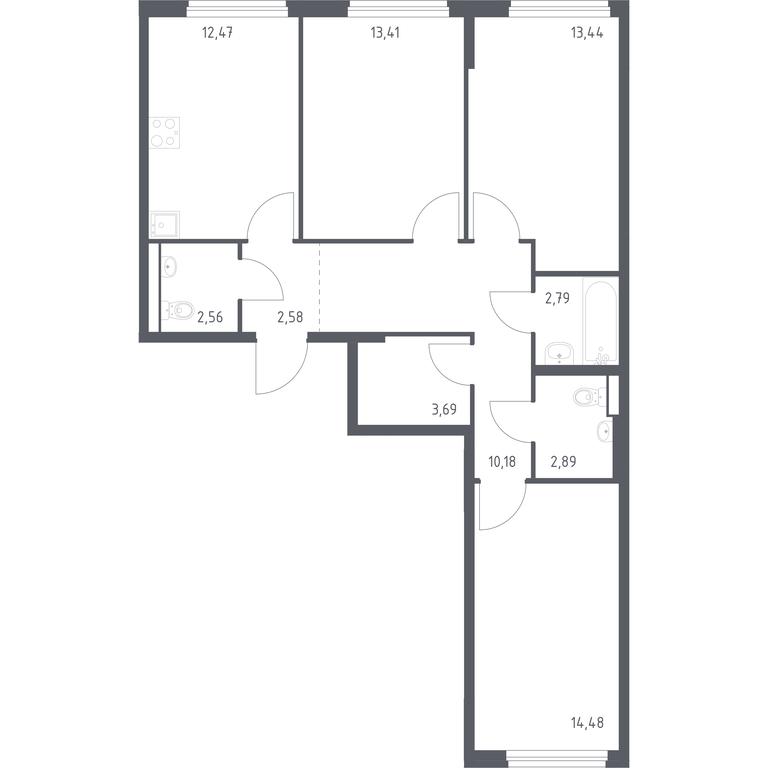2-BD Apartment Sale, 78.49平方米 at Novoe Vnukovo, kvartal № 38, Kokoshkino Settlement, Moscow, Russia #1 2-BD Apartment Sale, 78.49平方米 at Novoe Vnukovo, kvartal № 38, Kokoshkino Settlement, Moscow, Russia #1