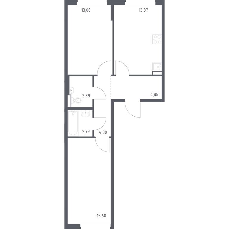 1-BD Apartment Sale, 57.41平方米 at Novoe Vnukovo, kvartal № 38, Kokoshkino Settlement, Moscow, Russia #1