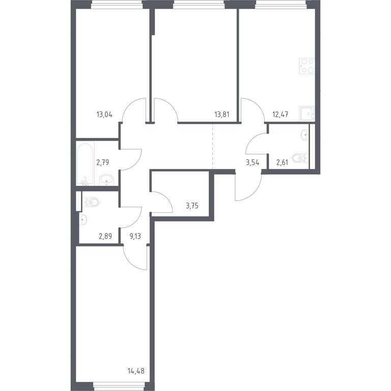 2-BD Apartment Sale, 78.51 sq. m. at Novoe Vnukovo, kvartal № 38, Kokoshkino Settlement, Moscow, Russia #1 2-BD Apartment Sale, 78.51 sq. m. at Novoe Vnukovo, kvartal № 38, Kokoshkino Settlement, Moscow, Russia #1