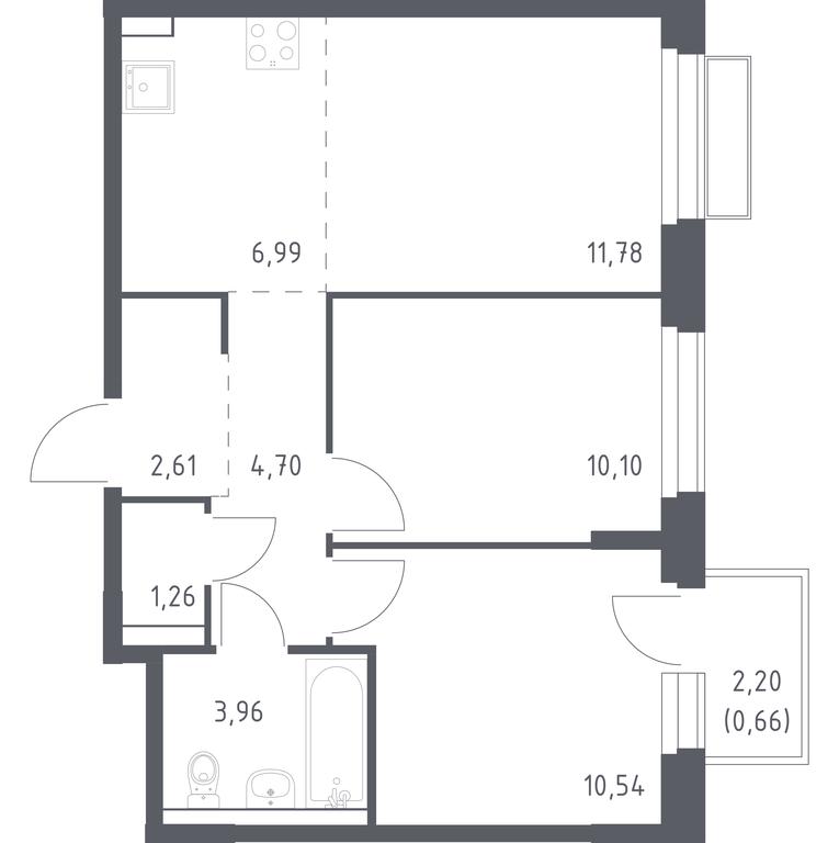1-BD Apartment Sale, 52.6平方米 at Novoe Vnukovo, kvartal № 38, Kokoshkino Settlement, Moscow, Russia #1
