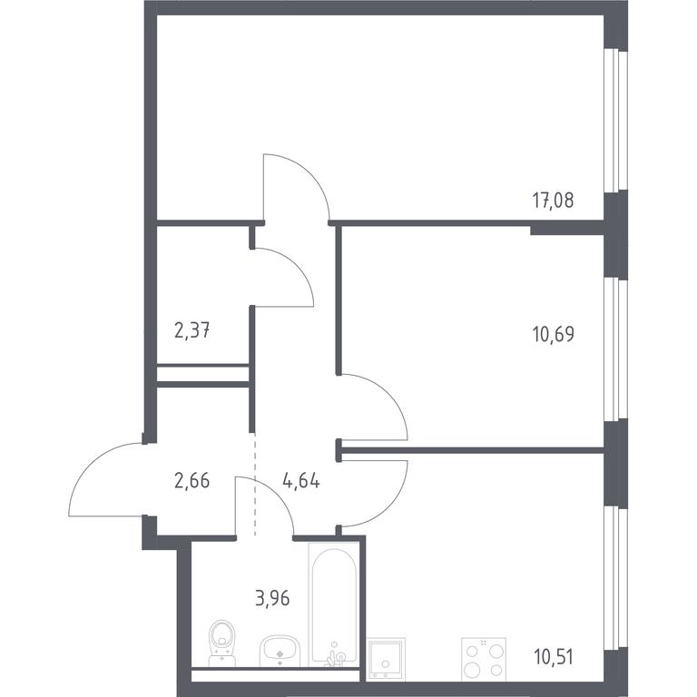 1-BD Apartment Sale, 51.91 sq. m. at Novoe Vnukovo, kvartal № 38, Kokoshkino Settlement, Moscow, Russia #1
