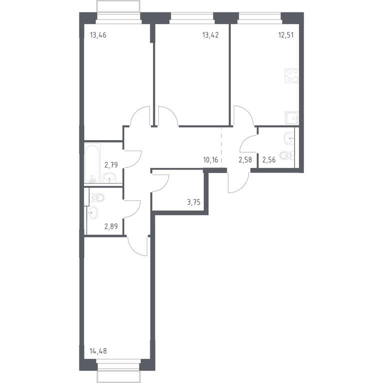 2-BD Apartment Sale, 78.6平方米 at Novoe Vnukovo, kvartal № 38, Kokoshkino Settlement, Moscow, Russia #1