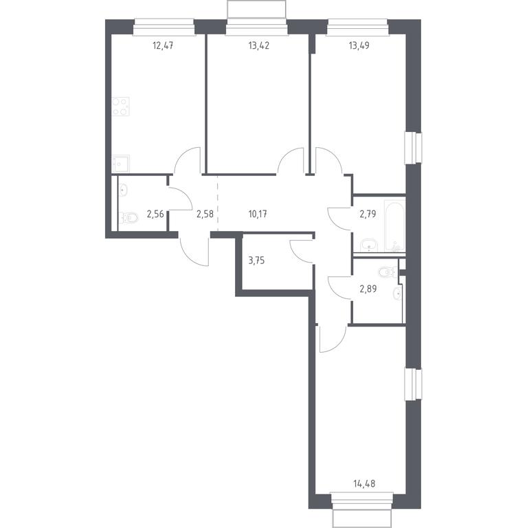 2-BD Apartment Sale, 78.6 sq. m. at Novoe Vnukovo, kvartal № 38, Kokoshkino Settlement, Moscow, Russia #1 2-BD Apartment Sale, 78.6 sq. m. at Novoe Vnukovo, kvartal № 38, Kokoshkino Settlement, Moscow, Russia #1