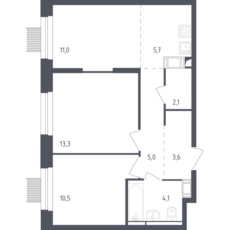 1-BD Apartment Sale, 54.3 sq. m. at Mytishchi Park, Silikatnaya ulitsa, 41к3, Mytischi, Moscow Region, Russia #1