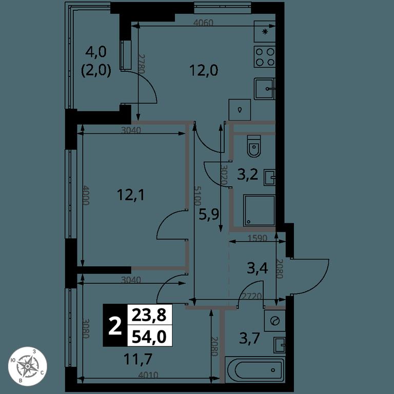 2-BD Apartment Sale, 54 sq. m. at 1 Yasenevskij, Kvartal № 24, Mosrentgen Settlement, Moscow, Russia #1
