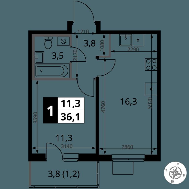 1-BD Apartment Sale, 36.1 sq. m. at 1 Yasenevskij, Kvartal № 24, Mosrentgen Settlement, Moscow, Russia #1 1-BD Apartment Sale, 36.1 sq. m. at 1 Yasenevskij, Kvartal № 24, Mosrentgen Settlement, Moscow, Russia #1