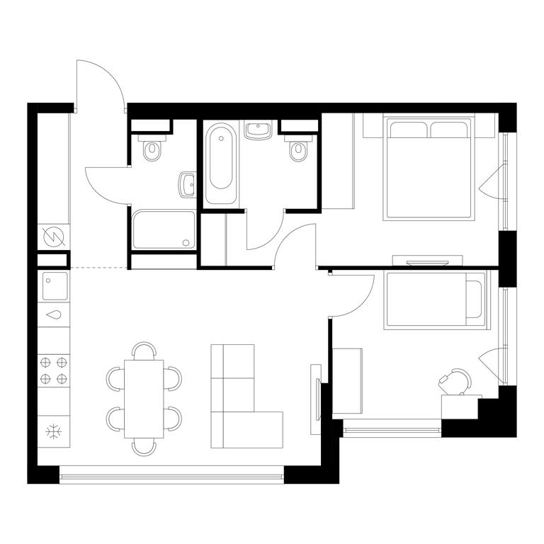 2-BD Apartment Sale, 54.2 sq. m. at Kutuzovskiy Kvartal, Ivana Franko Street, 20к1, Moscow, Russia #1