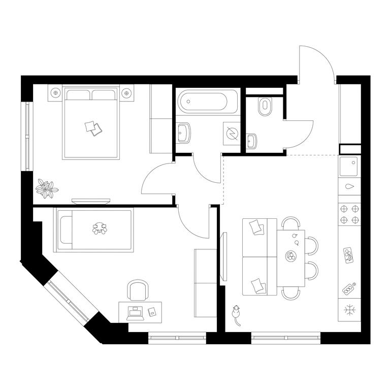 2-BD Apartment Sale, 50.8 sq. m. at Ilinskie Luga, Zapovednaya Street, 1, posyolok Ilyinskoye-Usovo, Krasnogorsk City District, Moscow Region, Russia #1
