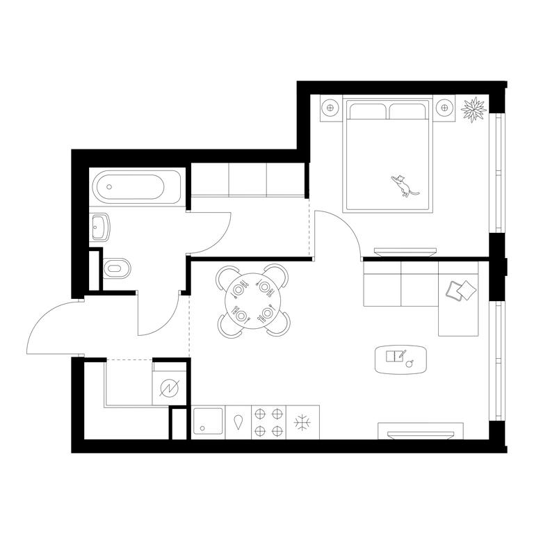 1-BD Apartment Sale, 36.44 sq. m. at Ilinskie Luga, Zapovednaya Street, 1, posyolok Ilyinskoye-Usovo, Krasnogorsk City District, Moscow Region, Russia #1