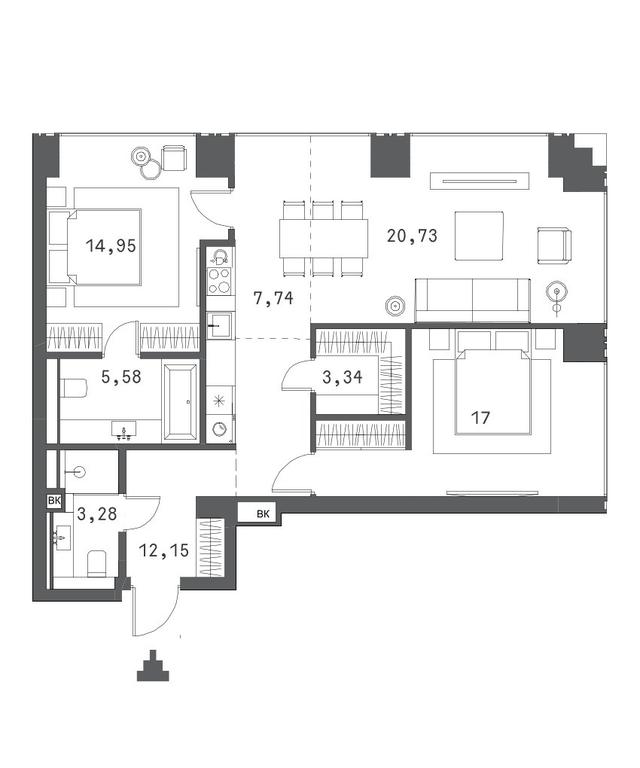 2-BD Apartment Sale, 86.1 sq. m. at Klubny dom Forum (Klubny dom Forum), Sadovaya-Sukharevskaya Street, Moscow, Russia #1