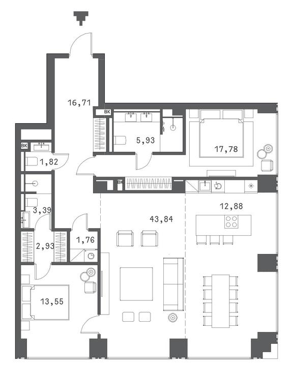 2-BD Apartment Sale, 122.9 sq. m. at Klubny dom Forum (Klubny dom Forum), Sadovaya-Sukharevskaya Street, Moscow, Russia #1
