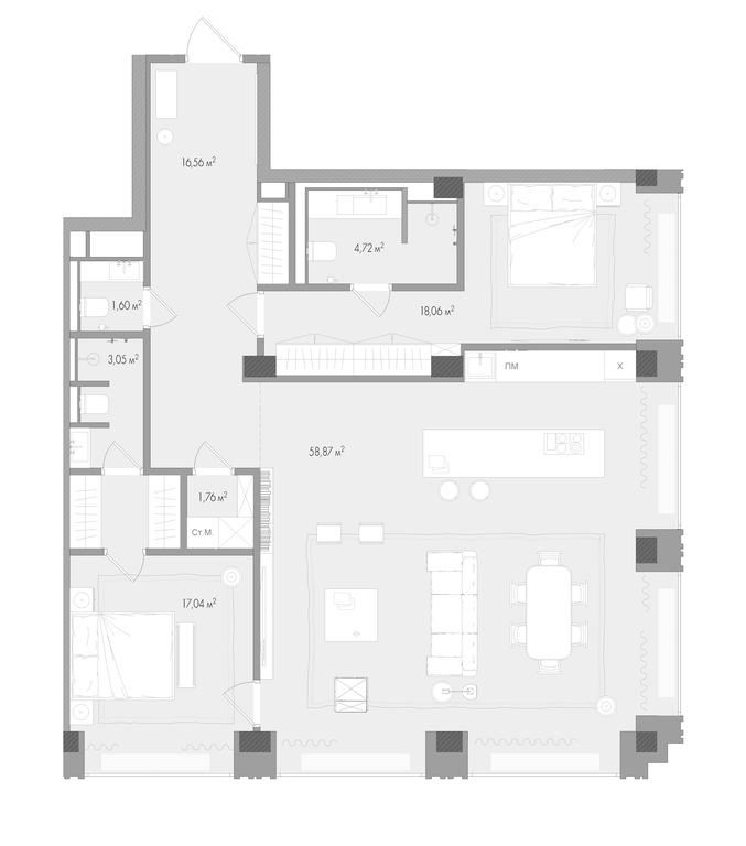 2-BD Apartment Sale, 123.06 sq. m. at Klubny dom Forum (Klubny dom Forum), Sadovaya-Sukharevskaya Street, Moscow, Russia #1 2-BD Apartment Sale, 123.06 sq. m. at Klubny dom Forum (Klubny dom Forum), Sadovaya-Sukharevskaya Street, Moscow, Russia #1