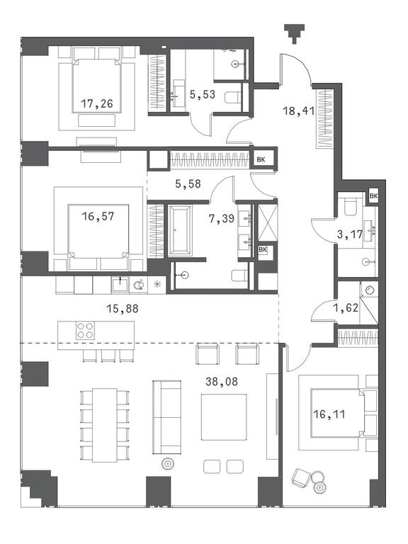3-BD Apartment Sale, 148.11 sq. m. at Klubny dom Forum (Klubny dom Forum), Sadovaya-Sukharevskaya Street, Moscow, Russia #1