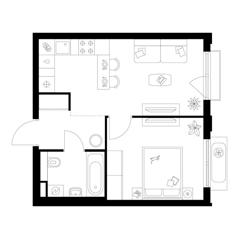 1-BD Apartment Sale, 36.1平方米 at Ilinskie Luga, Zapovednaya Street, 1, posyolok Ilyinskoye-Usovo, Krasnogorsk City District, Moscow Region, Russia #1