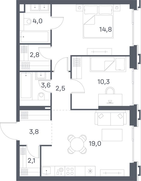 2-BD Apartment Sale, 62.9 sq. m. at Portland, Yuzhnoportovaya Street, 42с5, Moscow, Russia #2 2-BD Apartment Sale, 62.9 sq. m. at Portland, Yuzhnoportovaya Street, 42с5, Moscow, Russia #2