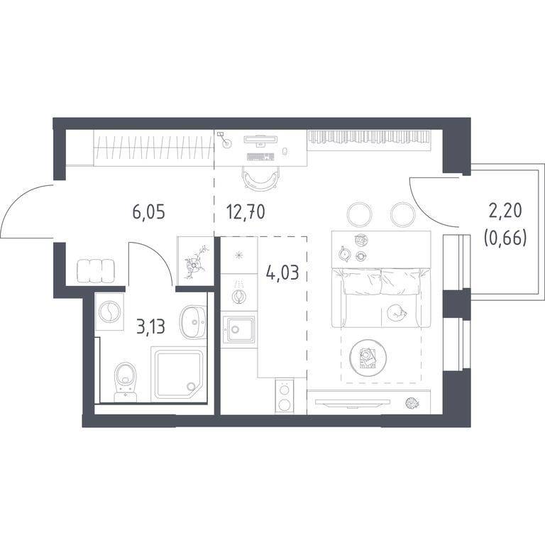 Apartment Sale, 26.57 sq. m. at Prigorod Lesnoe, Molodyozhny bulvar, 6, derevnya Misaylovo, Leninskiy City District, Moscow Region, Russia #1