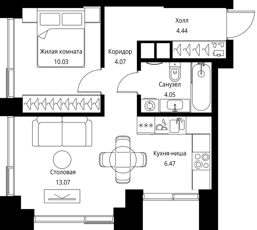 1-BD Apartment Sale, 42.13平方米 at City Bay, Volokolamskoye Highway, 95с3, Moscow, Russia #1