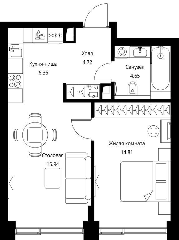 1-BD Apartment Sale, 46.48 sq. m. at City Bay, Volokolamskoye Highway, 95с3, Moscow, Russia #1 1-BD Apartment Sale, 46.48 sq. m. at City Bay, Volokolamskoye Highway, 95с3, Moscow, Russia #1