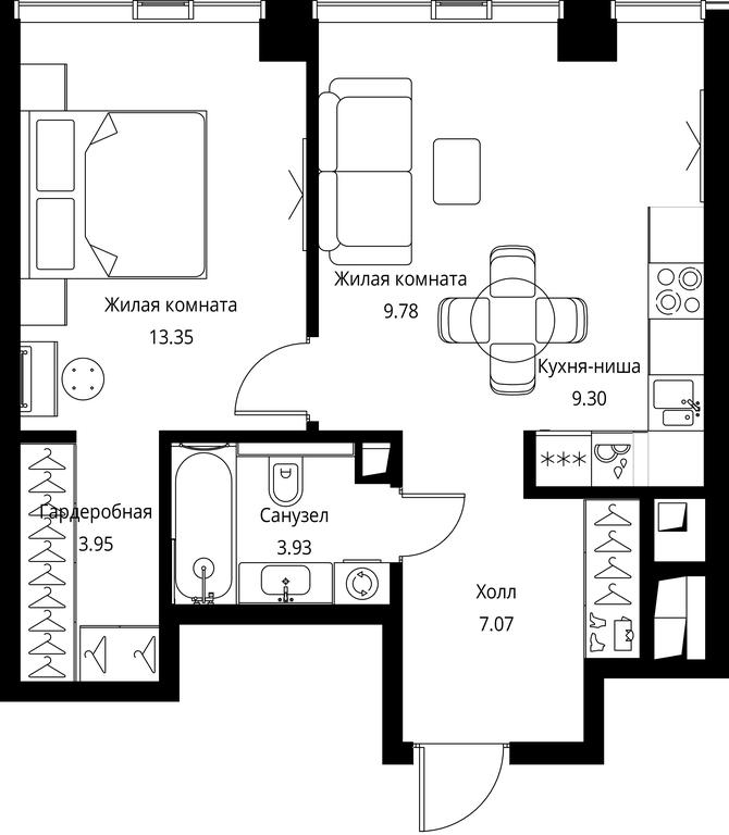 1-BD Apartment Sale, 47.38平方米 at City Bay, Volokolamskoye Highway, 95с3, Moscow, Russia #1 1-BD Apartment Sale, 47.38平方米 at City Bay, Volokolamskoye Highway, 95с3, Moscow, Russia #1