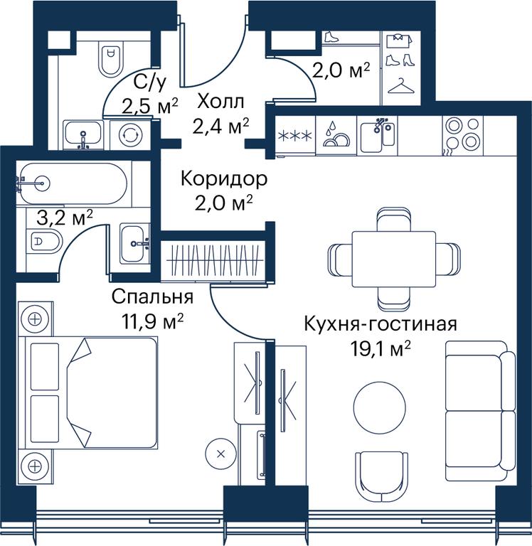 1-BD Apartment Sale, 43.03 sq. m. at City Bay, Volokolamskoye Highway, 95с3, Moscow, Russia #1 1-BD Apartment Sale, 43.03 sq. m. at City Bay, Volokolamskoye Highway, 95с3, Moscow, Russia #1