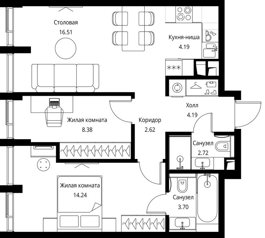 2-BD Apartment Sale, 56.55平方米 at City Bay, Volokolamskoye Highway, 95с3, Moscow, Russia #1 2-BD Apartment Sale, 56.55平方米 at City Bay, Volokolamskoye Highway, 95с3, Moscow, Russia #1