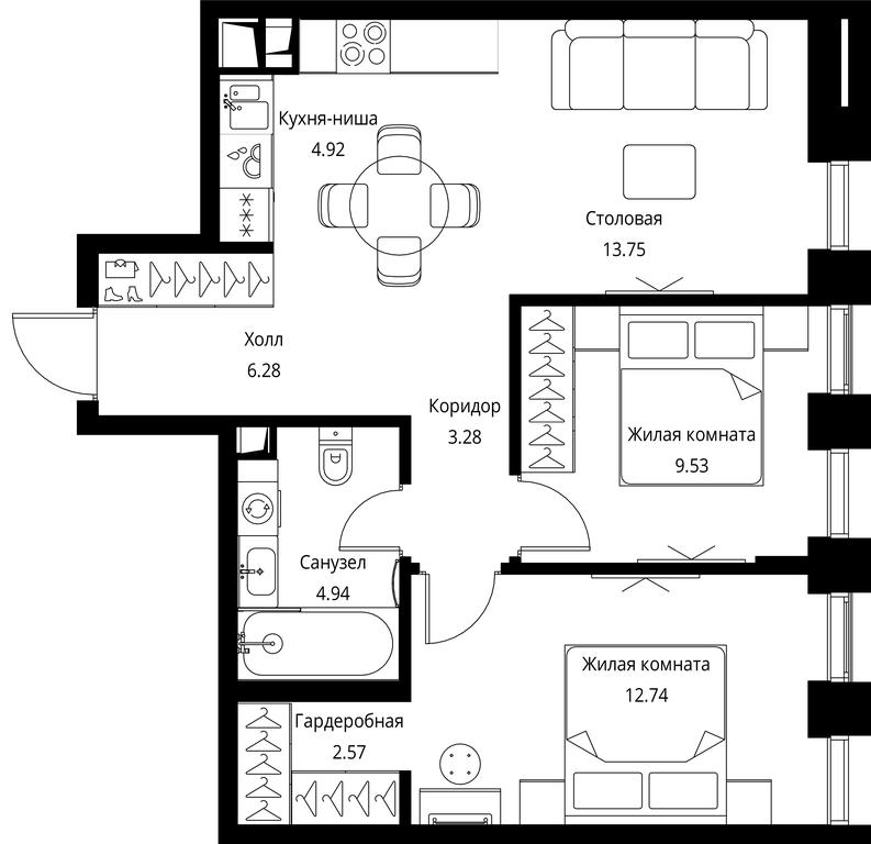 2-BD Apartment Sale, 58.01平方米 at City Bay, Volokolamskoye Highway, 95с3, Moscow, Russia #1 2-BD Apartment Sale, 58.01平方米 at City Bay, Volokolamskoye Highway, 95с3, Moscow, Russia #1
