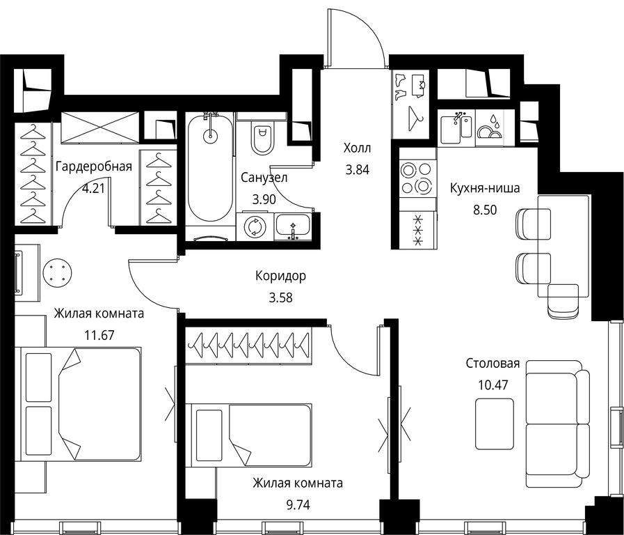 2-BD Apartment Sale, 55.91 sq. m. at City Bay, Volokolamskoye Highway, 95с3, Moscow, Russia #1 2-BD Apartment Sale, 55.91 sq. m. at City Bay, Volokolamskoye Highway, 95с3, Moscow, Russia #1