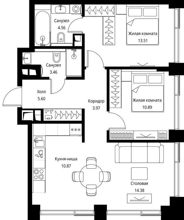 2-BD Apartment Sale, 67.24 sq. m. at City Bay, Volokolamskoye Highway, 95с3, Moscow, Russia #1 2-BD Apartment Sale, 67.24 sq. m. at City Bay, Volokolamskoye Highway, 95с3, Moscow, Russia #1