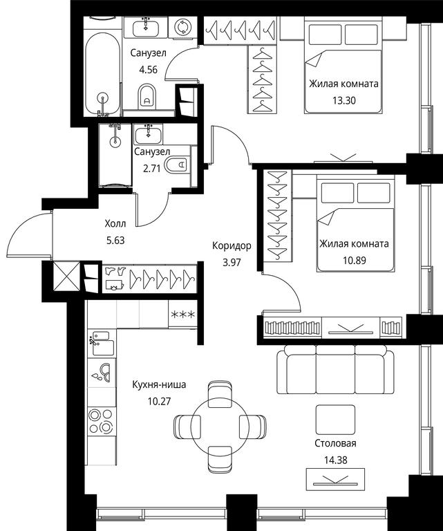 2-BD Apartment Sale, 65.71平方米 at City Bay, Volokolamskoye Highway, 95с3, Moscow, Russia #1 2-BD Apartment Sale, 65.71平方米 at City Bay, Volokolamskoye Highway, 95с3, Moscow, Russia #1