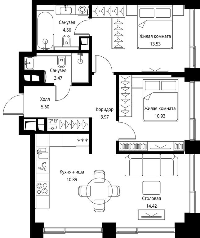 2-BD Apartment Sale, 67.47平方米 at City Bay, Volokolamskoye Highway, 95с3, Moscow, Russia #1 2-BD Apartment Sale, 67.47平方米 at City Bay, Volokolamskoye Highway, 95с3, Moscow, Russia #1